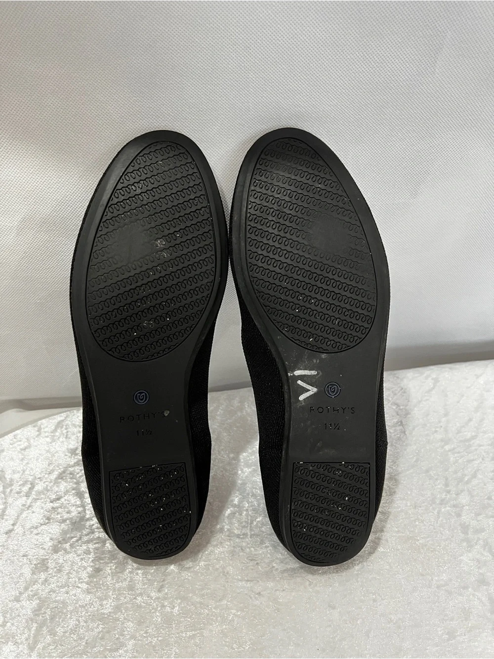 Rothy’s The Loafer Flats Black/Blue Detail Size 11.5 Knit Stretchy Slip-On Comfy